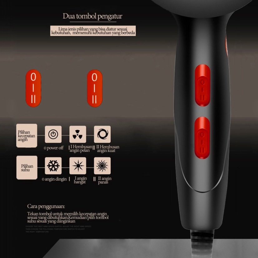 HR-900/ Pengering Rambut Hair Dryer Termurah dan aman Daya tinggi 900w