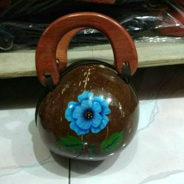 SALE HANDBAG BATOK KELAPA MOTIF BUNGA - TAS UNIK JOGJA