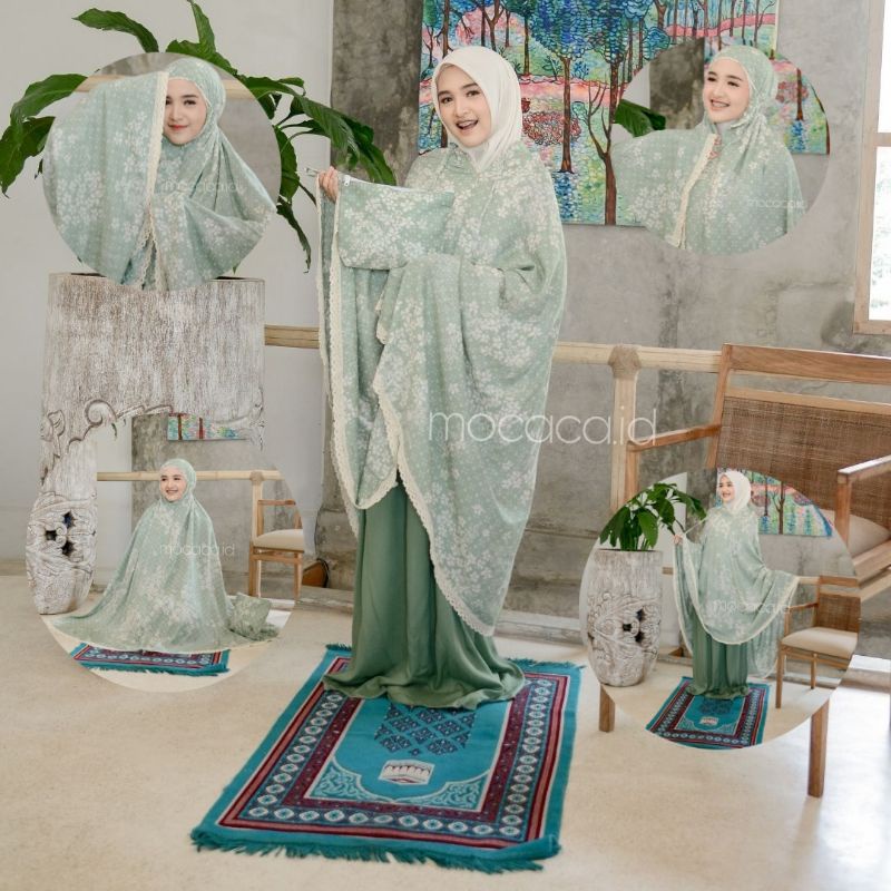 mukena rayon uniqlo premium jumbo 2 in 1 sleting depan motif painting unik