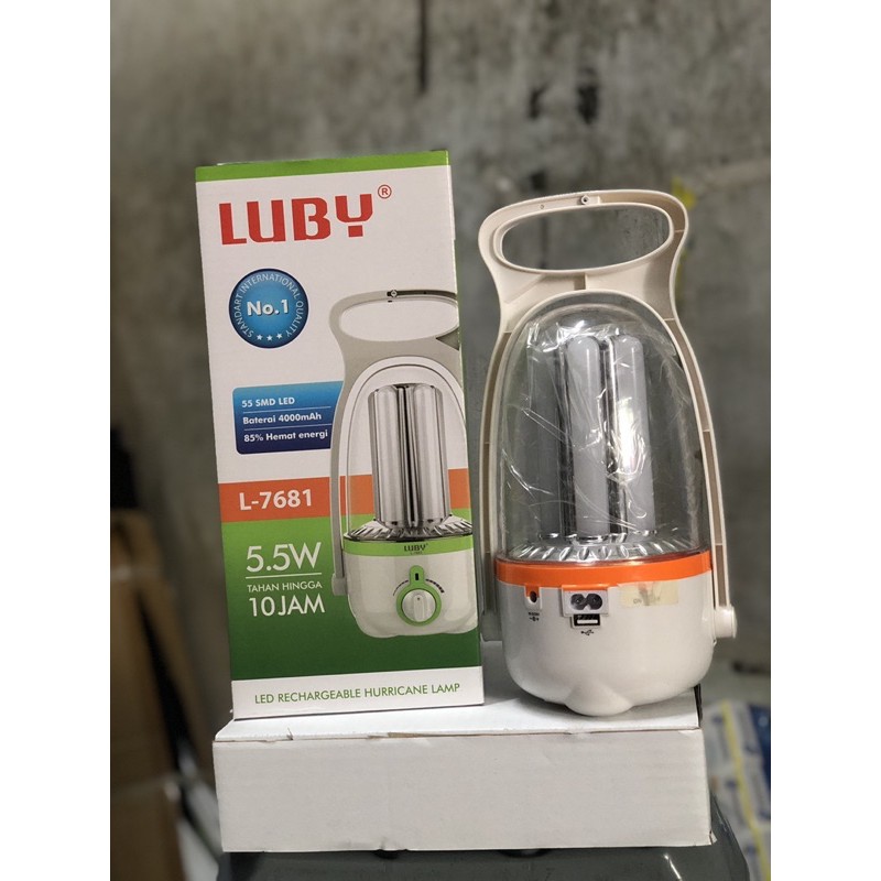 LED Emergency Luby 5.5watt L-7681 - Lampu Emergency - LED RECHAGEABLE HURRICANE LAMP