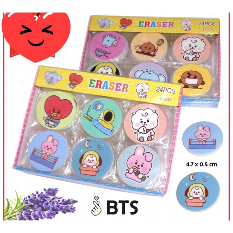 (24pc) penghapus murah/hapusan karakter/stip fancy/OB KECIL-BTS