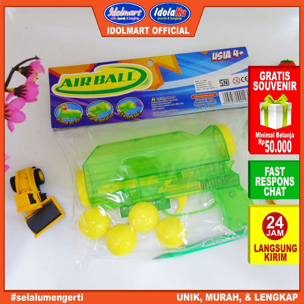 IDOLAKU Mainan Anak Air ball Gun Hangtag / Mainan Fun doh SNI