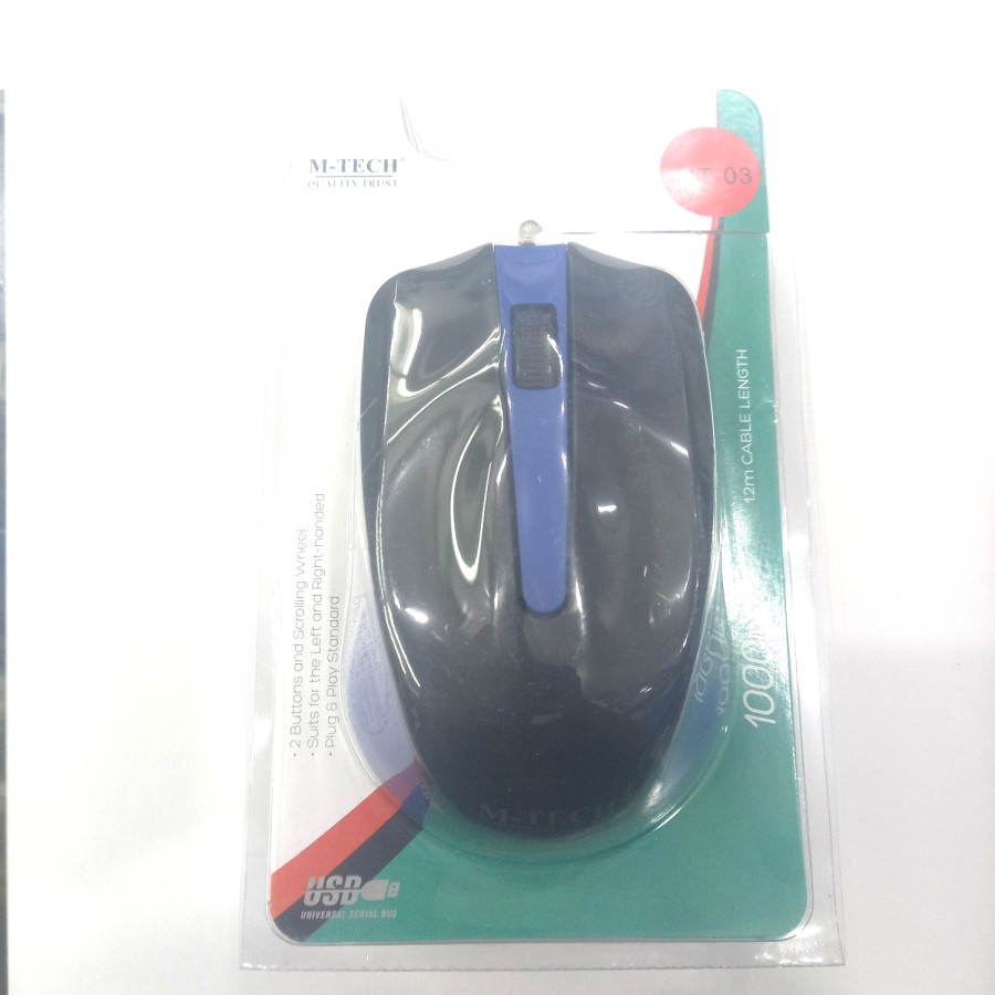 M-Tech Original Mouse Kabel USB MT-03 for Komputer PC Laptop Android