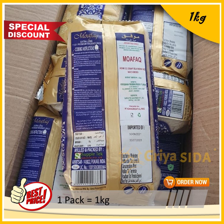 Beras basmati moafaq 1kg Asli moafaq basmati sella rice premium bukan abukass