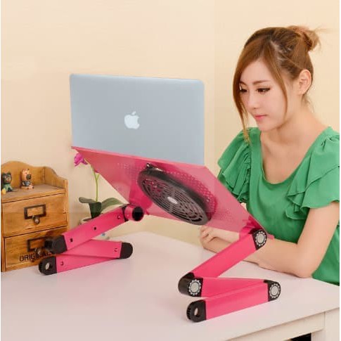 GROSIR Meja Laptop Lipat Portable Stand Aluminium Cooler Big Fan Mousepad-1