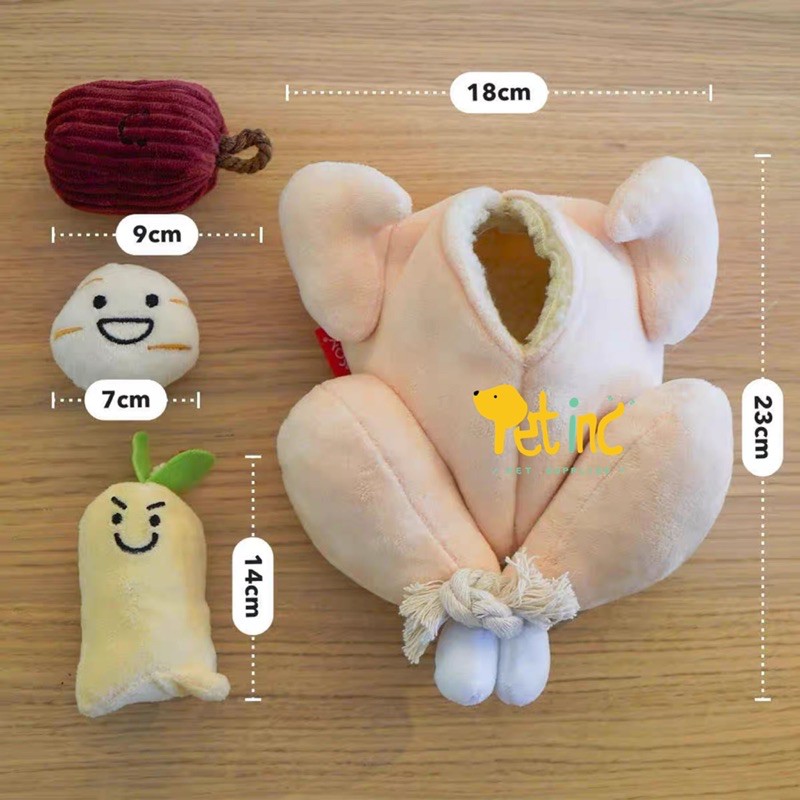 Korea Samgyetang 6 in 1 toy hide treats squeaky and rustling toys