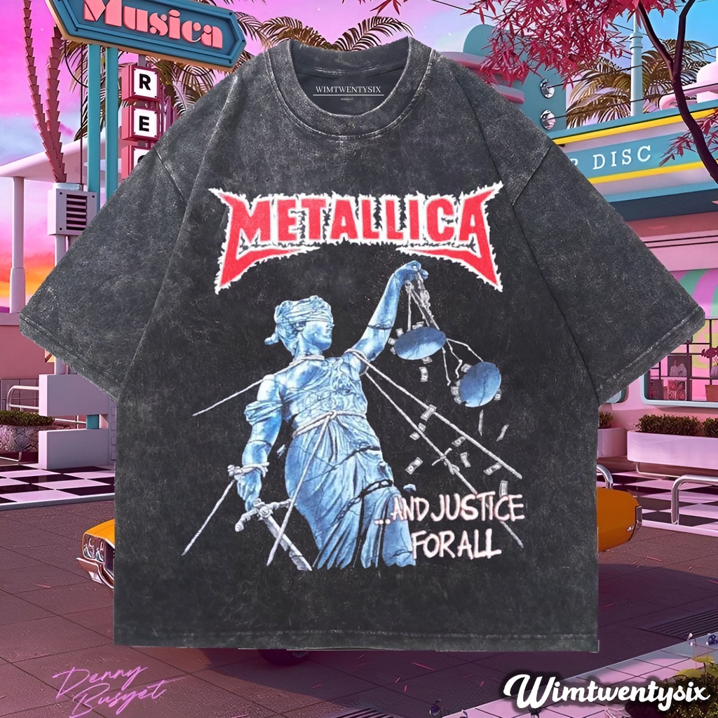 KAOS BAND METALLICA AND JUSTICE FOR ALL TOUR WASHING VINTAGE TEE (OVERSIZE WASHED T-SHIRT)