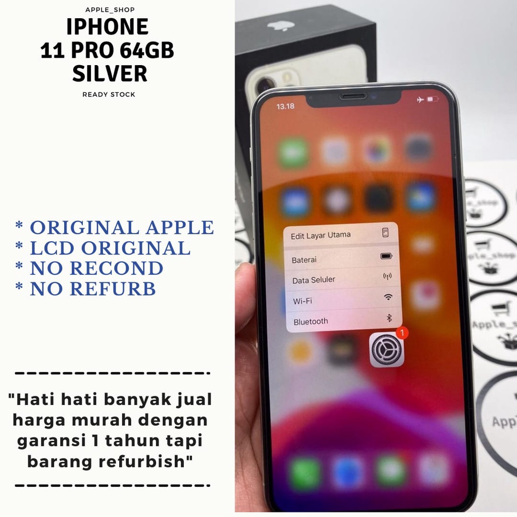 iphone 11 pro 64gb silver Lcd Original Mulus Original Bukan Refurbish / Rekondisi