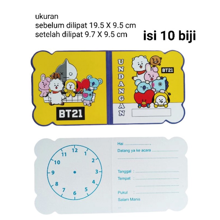 kartu undangan ulang tahun happy birthday ultah hbd lipat karakter bt21 bt 21