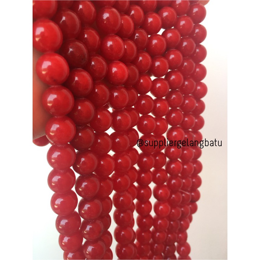 batu red ruby 10mm coral agate merah onyx kilap aksesoris fashion akik grosir kerajinan aksesoris