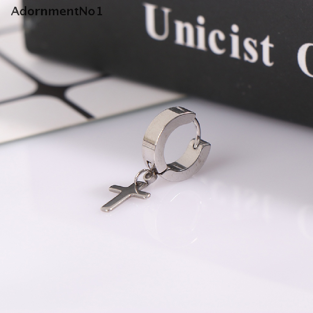 (AdornmentNo1) 1 Pasang Anting Tusuk Gantung Bahan titanium steel Desain Salib Untuk Wanita