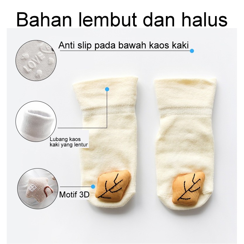 Prewalker kaos kaki bayi kaos kaki pendek 3D motif Kartun anti slip