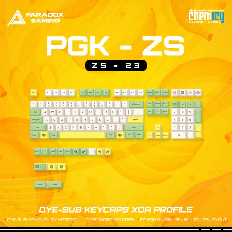 Paradox Gaming ZS-23 / ZS23 Dye-sub Keycaps 123 set XDA Profile