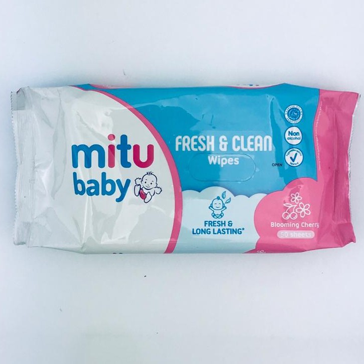 MITU BABY FRESH&amp;CLEAN WIPES BLOOMING CHERRY 50 SHEET