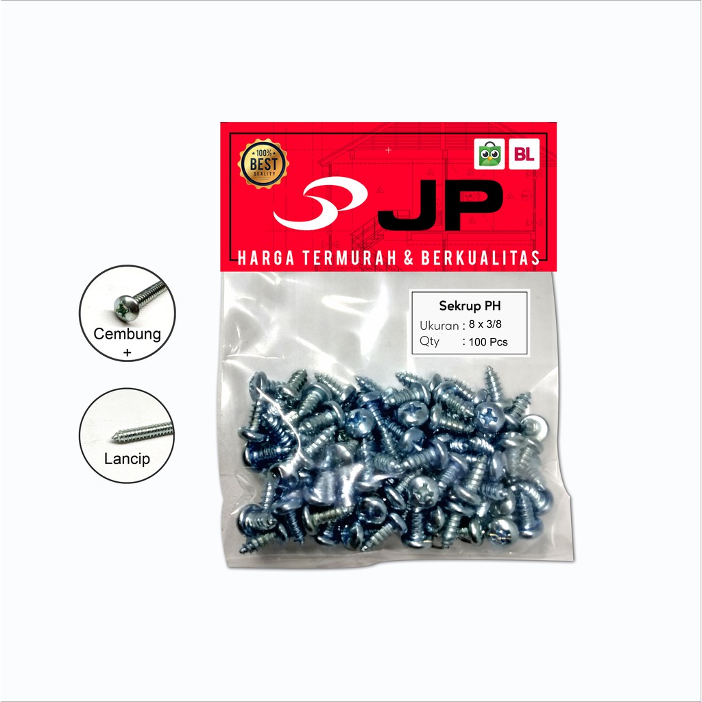 SEKRUP PH 8 x 3/8 - SKRUP PH 8x3/8 BAUT TAPPING ISI 100 PCS