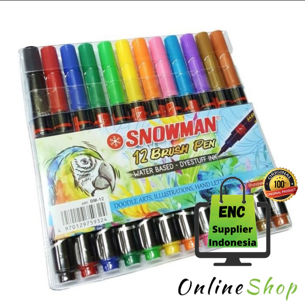 

snowman 12 w Spidol brushpen 12w warna 12 color brush pen snowman per set - enc.sup