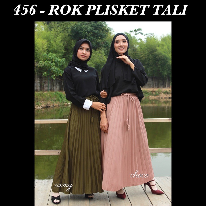 456 - BD ROK PLISKET TALI PINGGANG POLOS ABG ANAK MUDA PLEATED SKIRT FLARE MAXI PANJANG HYGET MURAH