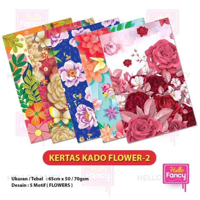 

kertas pembungkus kado motif bunga hello fancy UK 65cmx50cm