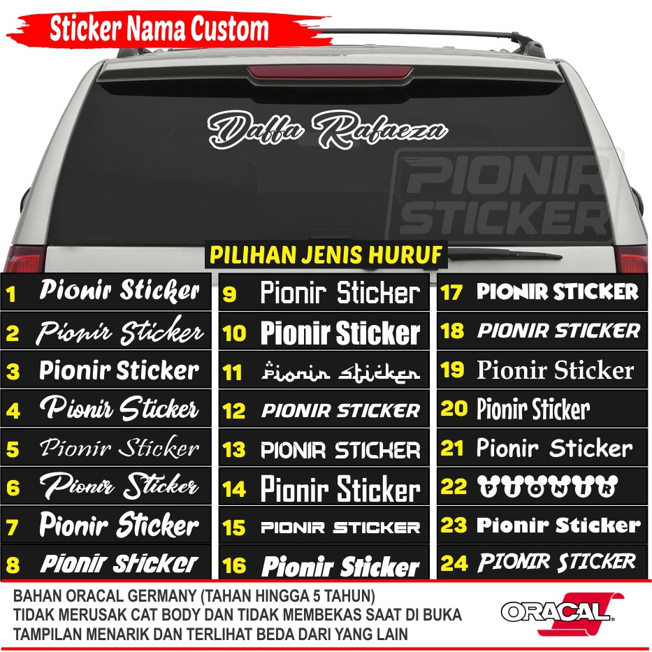  Stiker  Kaca  Mobil  Nama Custom  Cutting Sticker Body Dan 