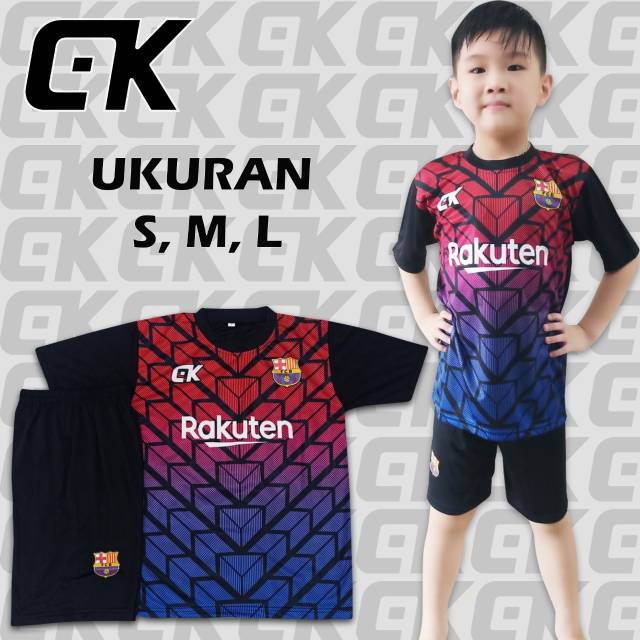 STELAN BAJU  BOLA  ANAK  SML BARCELONA  PRINTING Shopee 