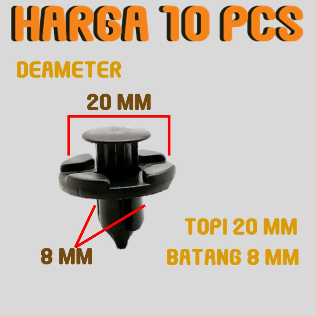 TERMURAH KANCING KLIP BEMPER 10 PCS / CLIP TEKAN BUMPER / UNTUK MOBIL AVANZA / XENIA / LUXIO / GRAND
