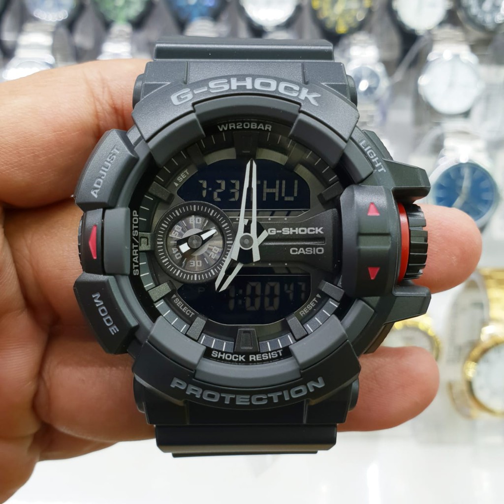 Casio G-Shock GA-400-1B 100% Original Jam Tangan Pria Tali Karet Hitam Lis Merah