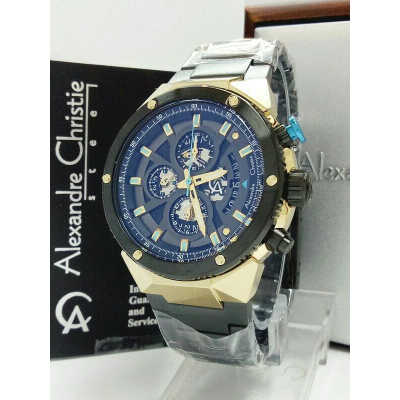 ALEXANDRE CHRISTIE WATCH AC 6461 PRIA GOLD BLACK ORIGINAL