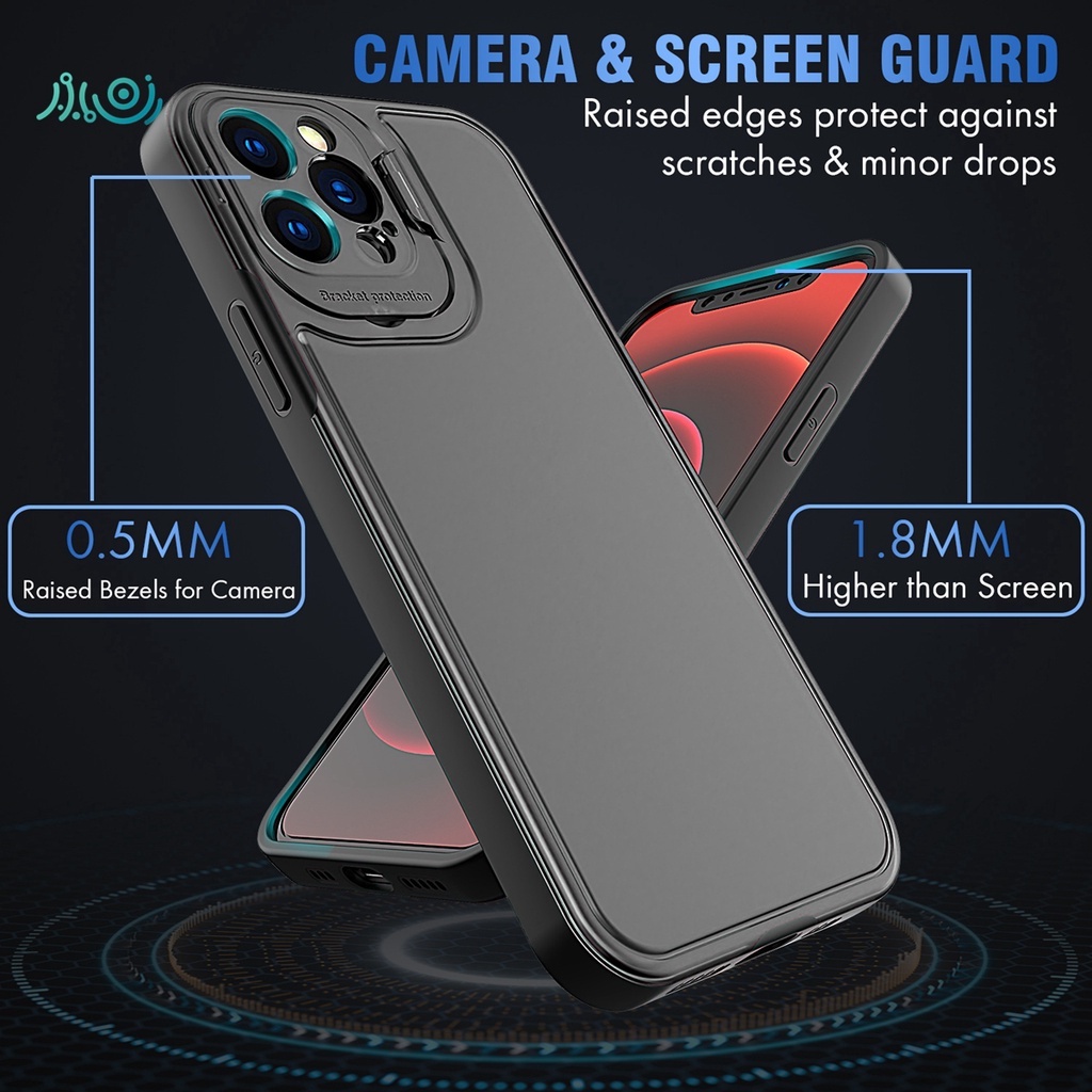 Luxury Folding Invisible Bracket Phone Case For iPhone 11 12 Pro Max XS MAX XR X 7 8 Plus SE Camera Cover Hard Matte Lens Protection