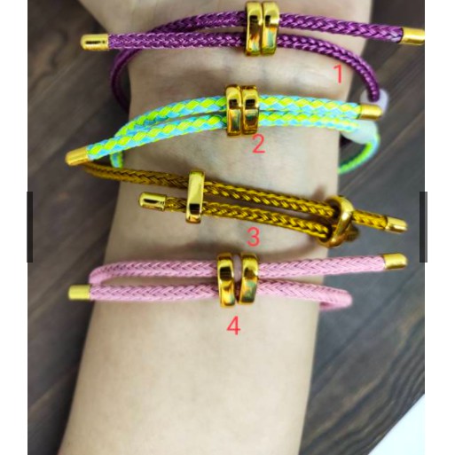 Fifi Fashion Gelang tali kawat wanita huruf inisial lapis emas