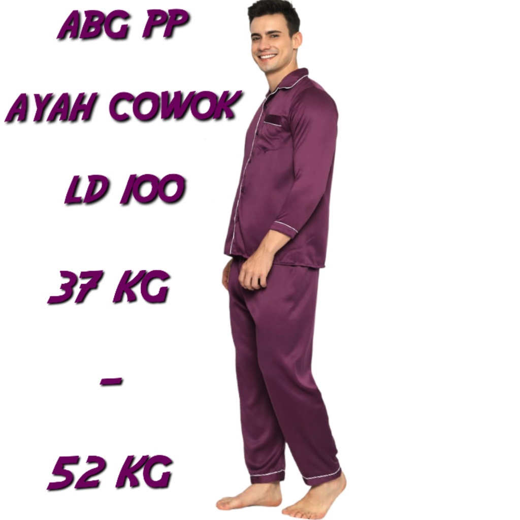 BAJU TIDUR LENGAN PANJANG ABG COWOK/CEWEK DEWASA/PIYAMA SATIN SILK