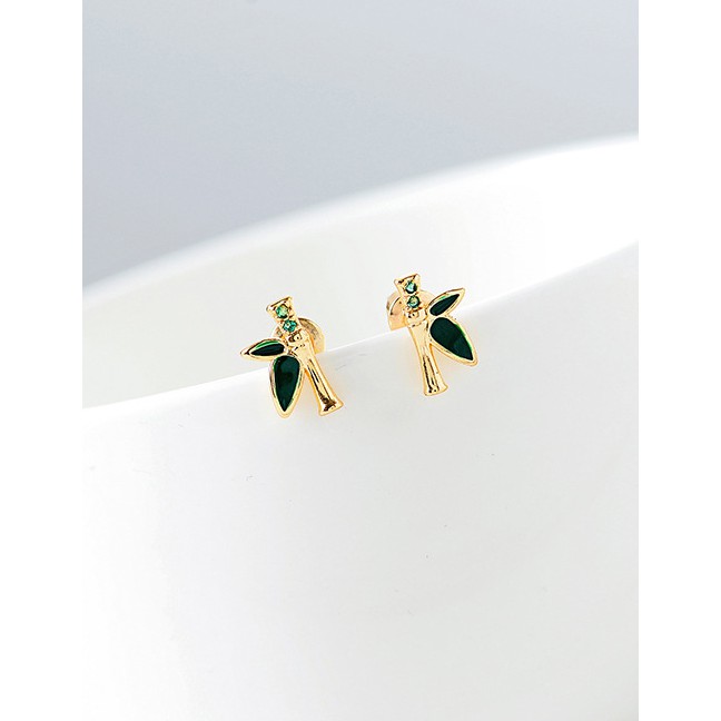 LRC Anting Tusuk Fashion Gold S925 Silver Zircon Earrings D15309