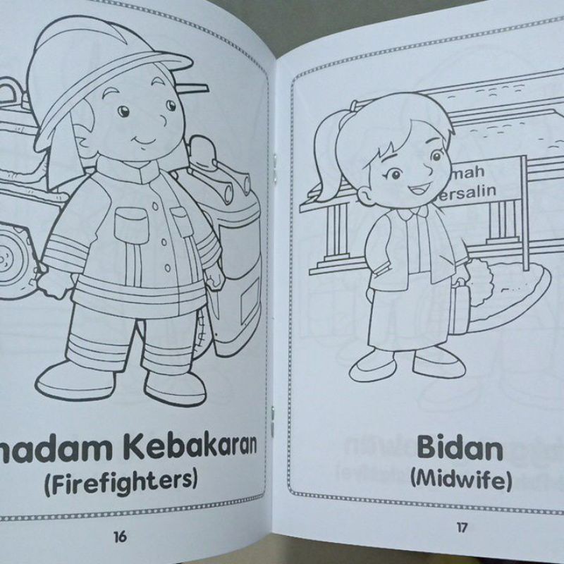 Buku Mengenal Dan Mewarnai Jenis Pekerjaan Inggris-indonesia Aktivitas Paud Dan TK