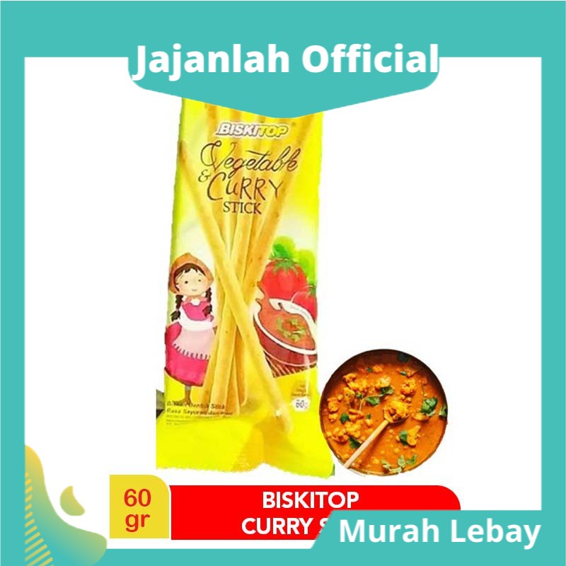 

BISKITOP CURRY STICK BISCUIT 60GR - SNACK BISKUIT RENYAH RASA KARI Jajanlah Official