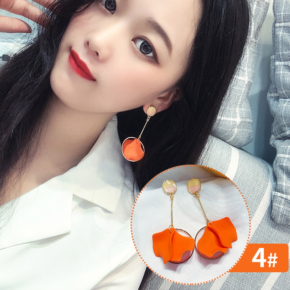 Hu Hu Hu Hu Hu Alat Bantu Pasang Kacamata♡ Anting Kait Gantung Wanita Desain Kelopak Bunga Untuk Hadiahliburan