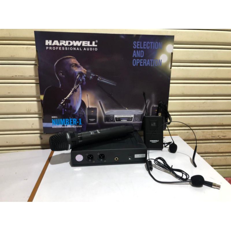 mic wireless Hardwell Number1.mic pegang+jepit+bando