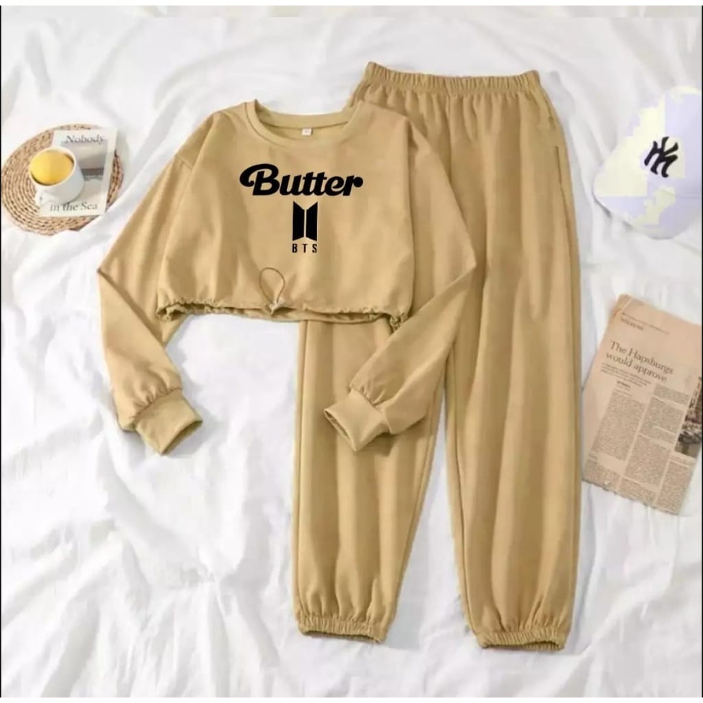 SETELAN BUTTER X BTS BAHAN BABYTERRY TEBAL GOOD QUALITY