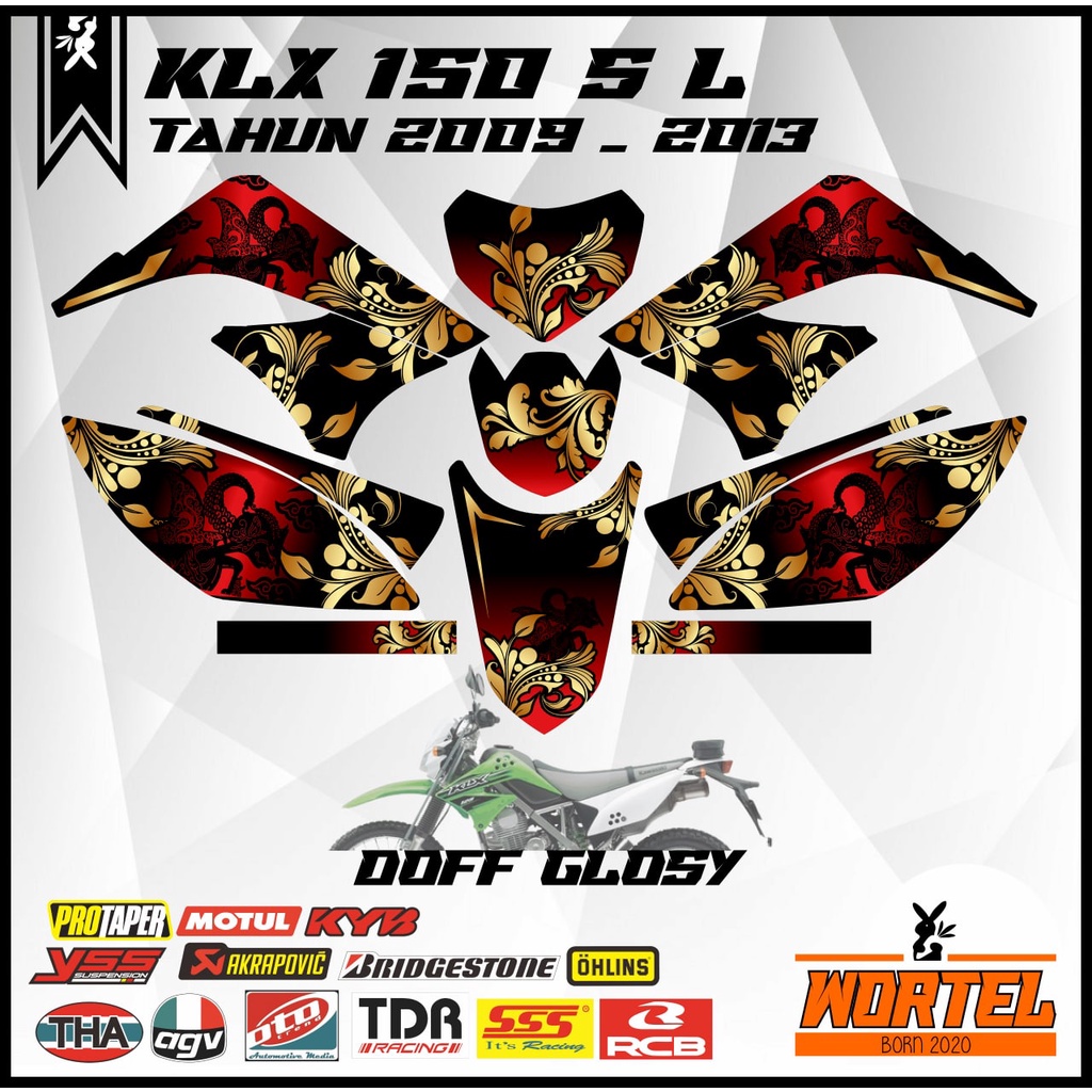 Sticker striping Hologram Decal Motor KLX 150 S/L/D TRACKER LAMA Wayang Batik  (klx lama)