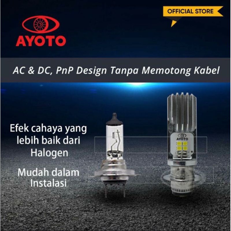 BOHLAM LAMPU LED DEPAN AYOTO M2B AC DC HI LO BEBEK MATIC