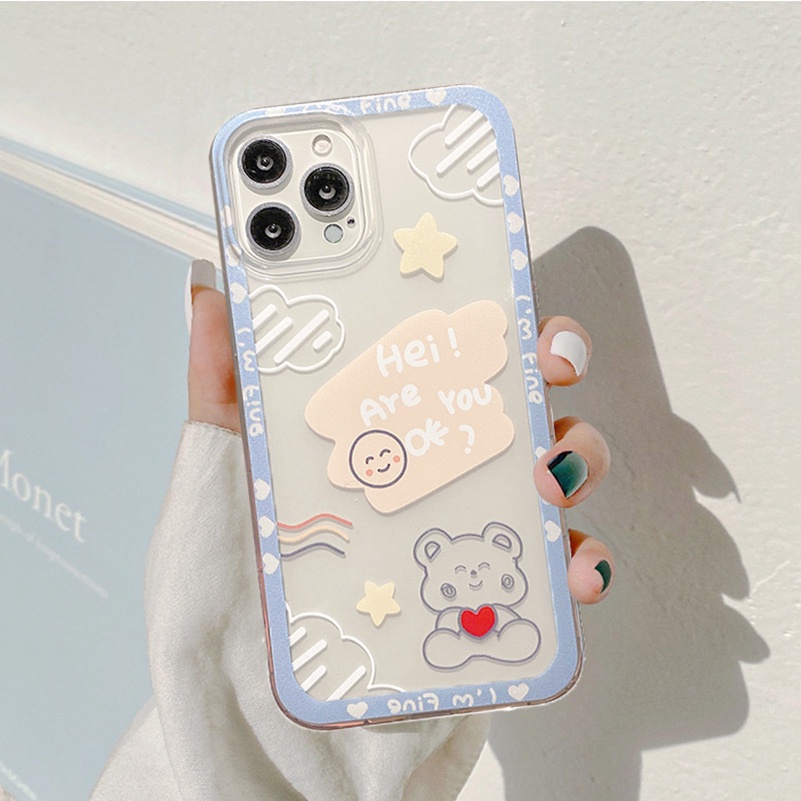 【Ready Stock】Cute Cartoon Bear Smiling TPU Transparent Soft Silicone Anti-drop Protective Phone Case for Samsung Galaxy A03s A22 A32 A42 A12 A02s M02s A20s A21s A72 A52 A11 A20 A30 A50 A50s A31 A51 A71 A81 A91 A70 M51 M52 S21 S20 FE S30 Note 20 Plus Ultra