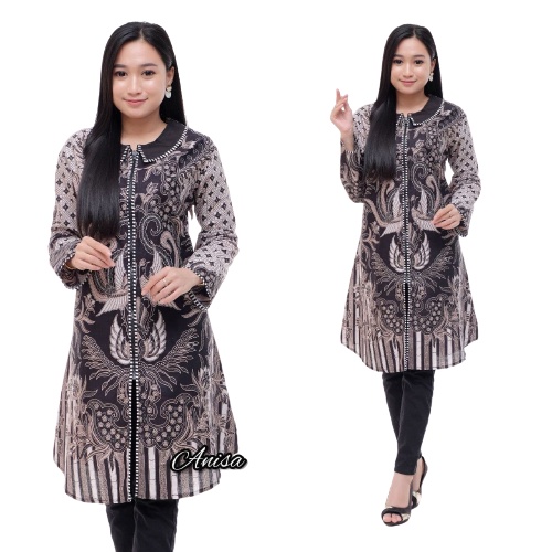 EMHABATIK |Ziper Zebra Batik Wanita Tunik Seragam terlaris-M8