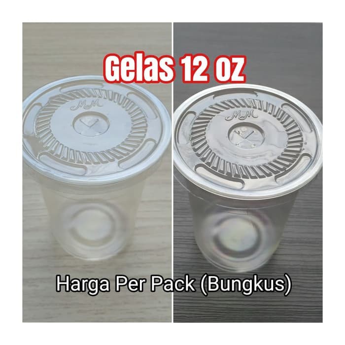 Gelas plastik 12 oz 50 biji cup PP 12oz