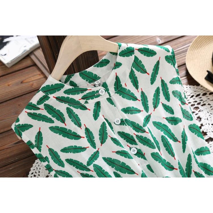 Gaun Wanita Tanpa Lengan dengan Kerah Bulat dan Gambar ...