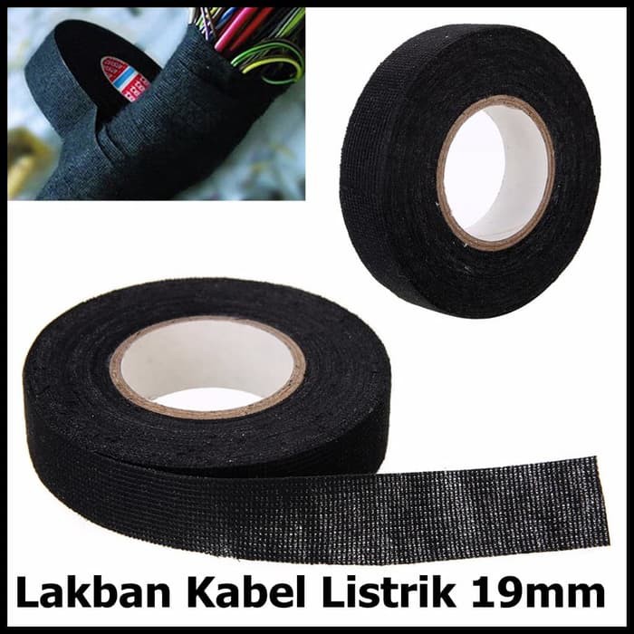 Lakban Kabel Listrik Adhesive Cloth Wiring Tape 19mm BI02980 Black