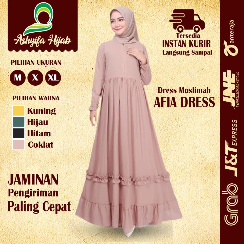 Dress Gamis Wanita Murah Syari Fashion Muslim Terbaru 2021 Syar'i | Alfia Dress | Asyifa Hijab