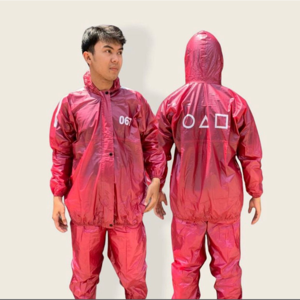 NEW! Jas Hujan Squid Game Setelan Jaket Celana Terbaru / Jas Hujan Sauna /Jas Hujan Lari