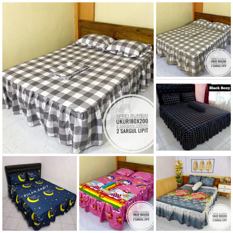 Sprei rumbai 160 Homemade Motif Karakter Bunga Hellokity Mickey Mouse