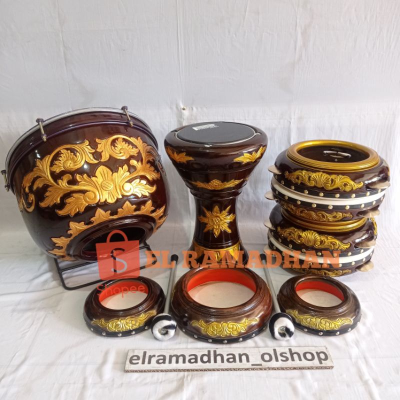 Hadroh Full Set Ukir Jepara Bonus Tamborin