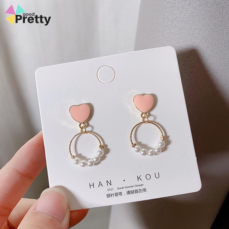 Anting geometris cincin kecil anting -anting mutiara cinta manis - PD