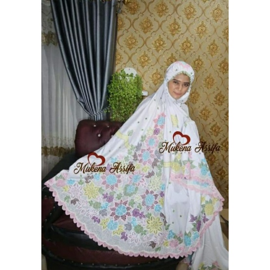 Mukena putih bordir kerancang bordir handmade padang bukittinggi