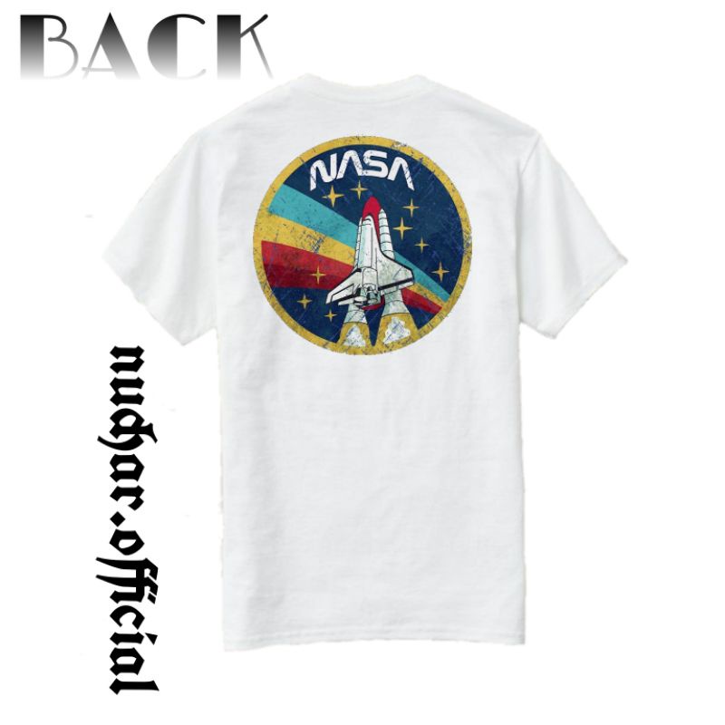 Kaos Baju NASA H&M - Tshirt Graphic Simple Branded Tee Putih Pria Wanita Oversize Kaos Baju Band Dis